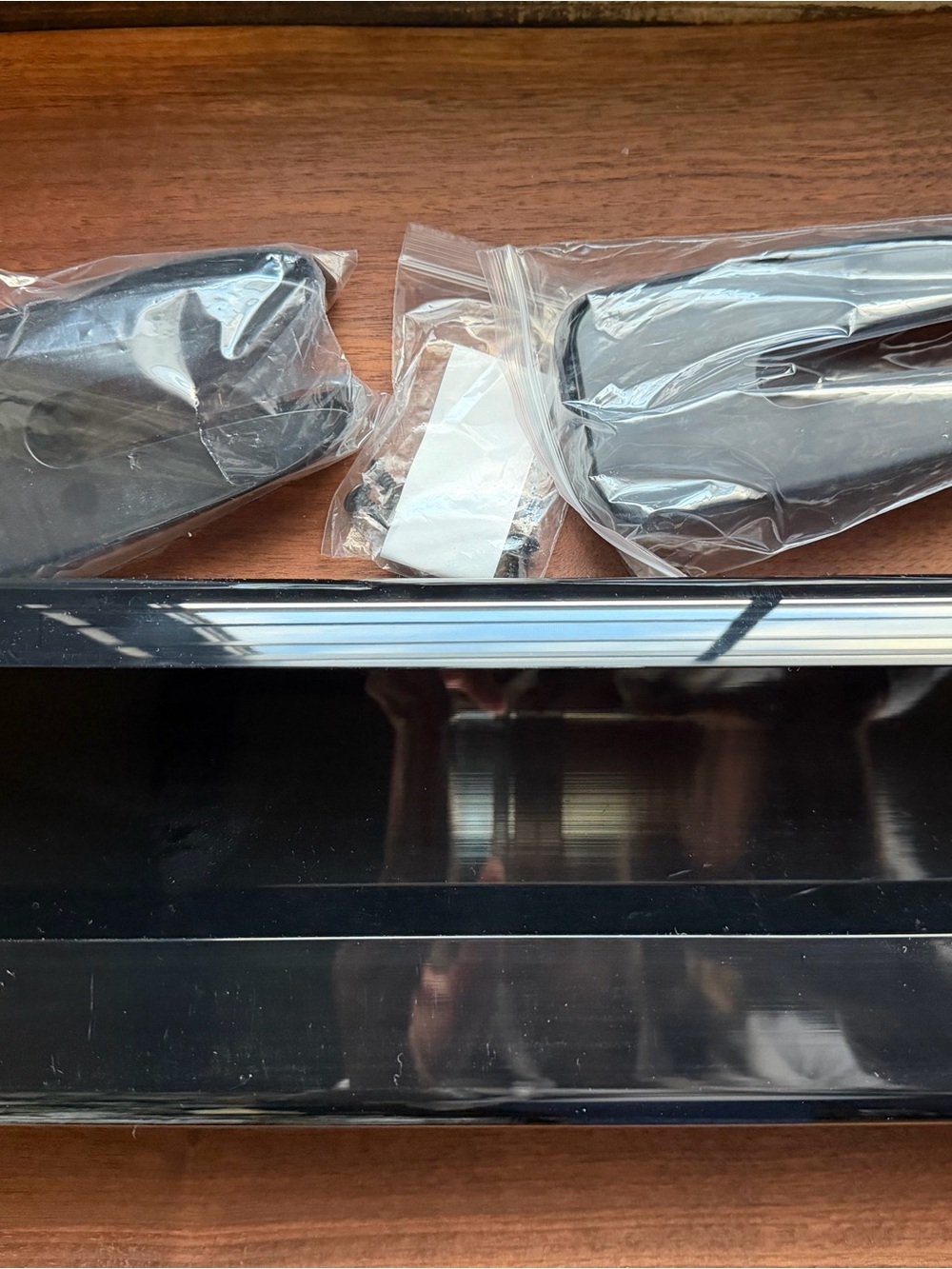Black Glossy Under Desk Cable Storage Solution